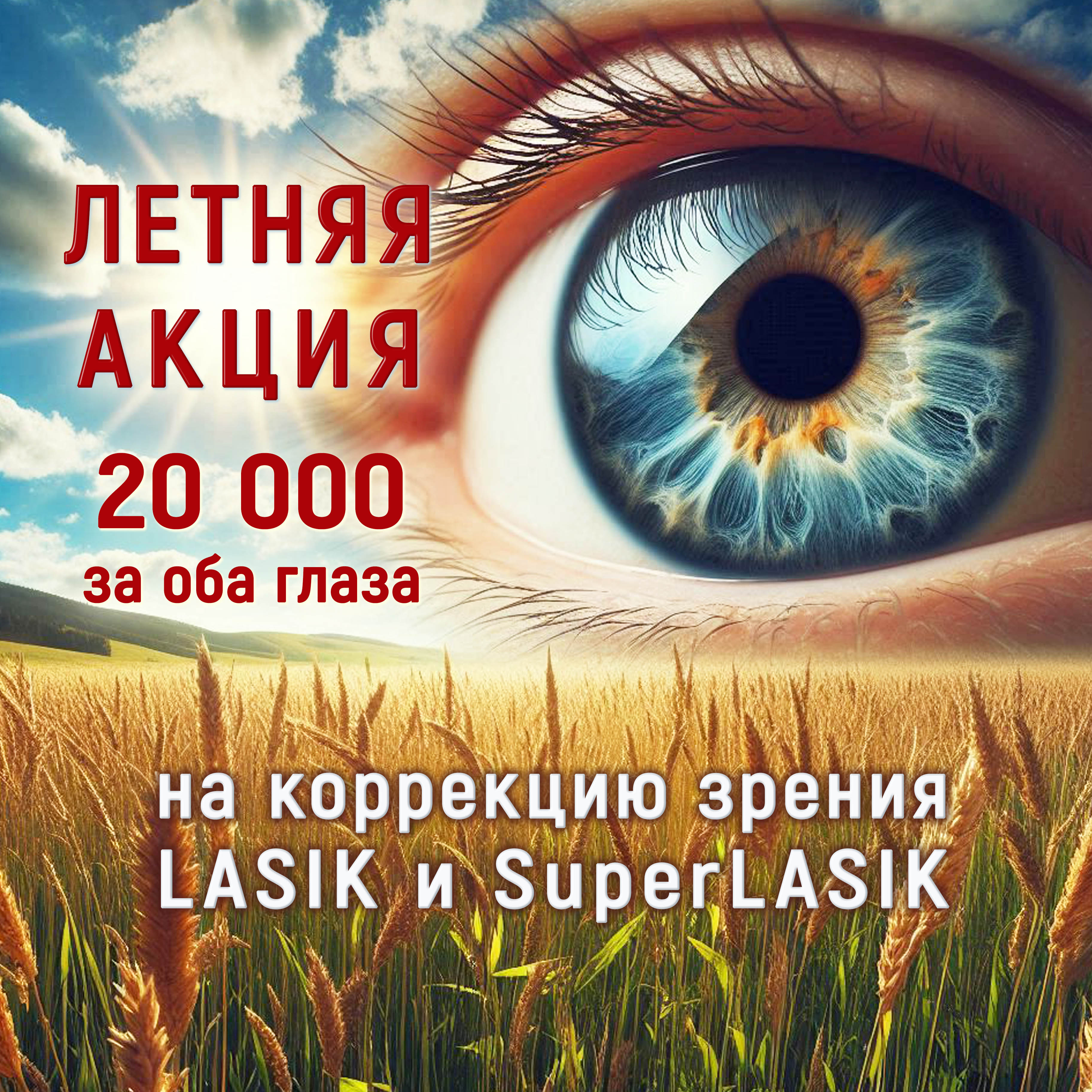 АКЦИЯ! С 1 июня Коррекция зрения по методу Super LASIK (CONTOURA® Vision) по цене LASIK 20 000 руб за оба глаза